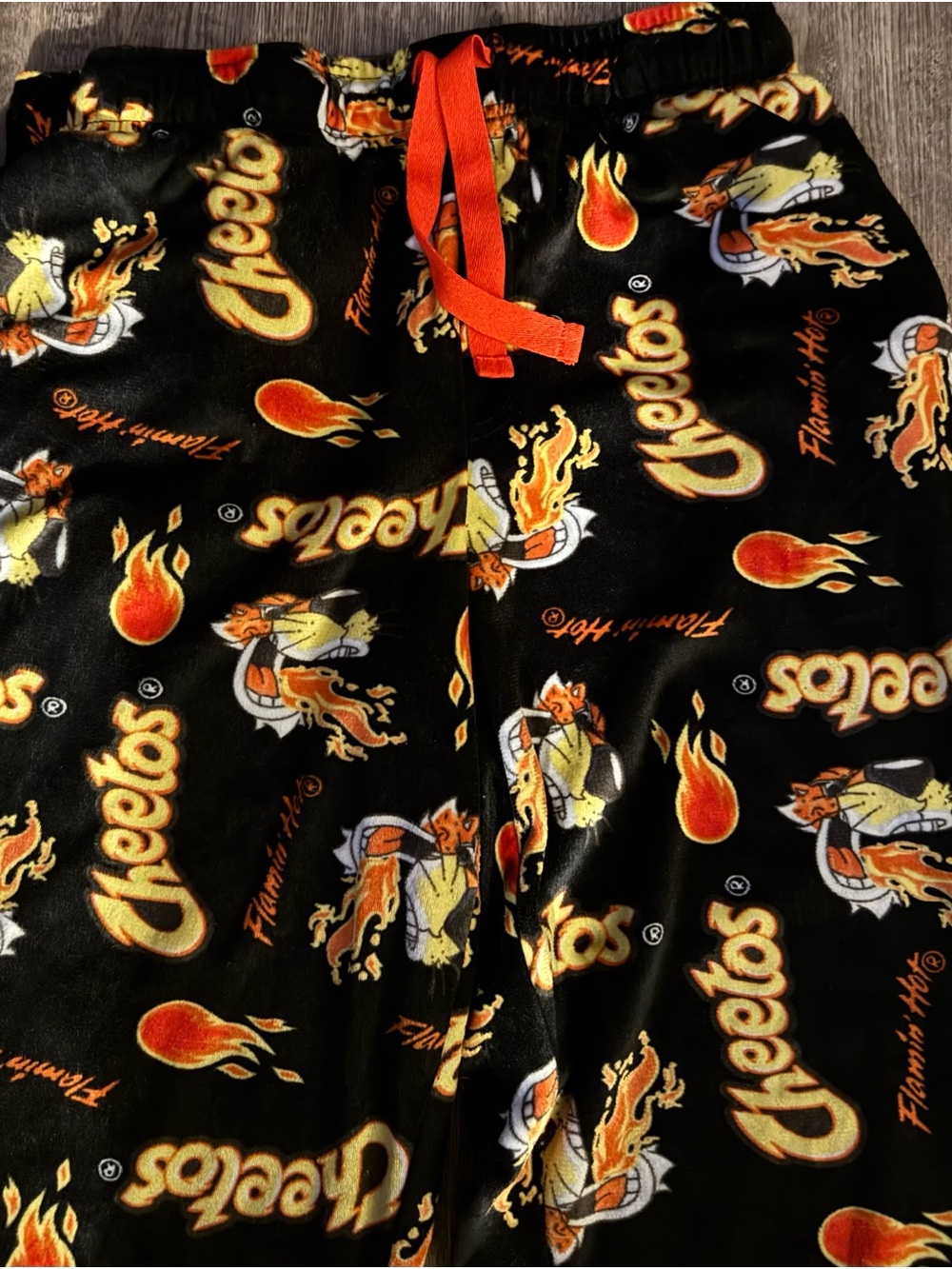 Cheetos Men's L Black Fleece Pajama Pants Chester Cheetah Graphic Drawstring
